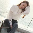 Bell-sleeve Perforated Blouse