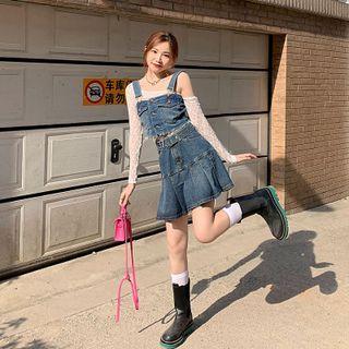 Distressed Denim Camisole Top / A-line Denim Skirt