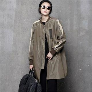 Raglan-sleeve Long Flight Jacket