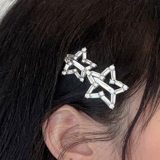 Star Rhinestone Hair Clip 1629a - Silver - One Size