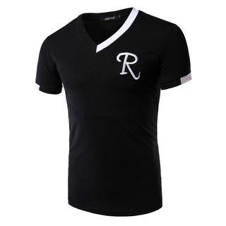 Lettering V-neck T-shirt