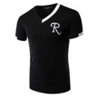 Lettering V-neck T-shirt