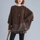 Batwing-sleeve Sweater Coffee - One Size