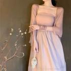 Open-front Light Jacket / Tube Top / A-line Skirt