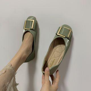 Square Buckle Plain Flats