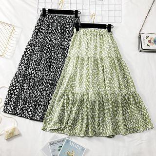 High-waist Printed Chiffon Skirt