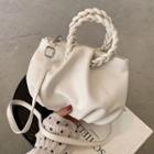Woven Top Handle Shirred Crossbody Bag