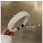 Faux Pearl Headband 1pc - White & Black - One Size