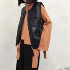 Faux-leather Zipper Vest