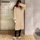 V-neck Hooded Rib Knit Dress