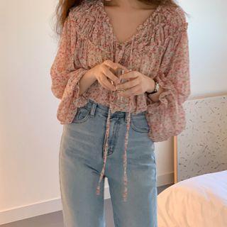 Flower Print Blouse Floral - Pink - One Size
