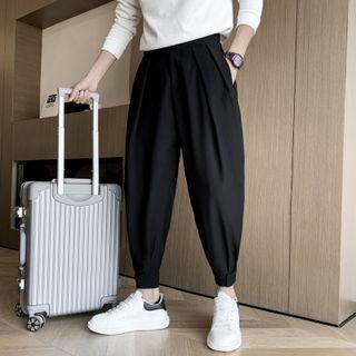 Mid Rise Cropped Harem Dress Pants