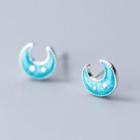 925 Sterling Silver Moon & Star Earring S925 Silver - 1 Pair - Silver Star - Blue - One Size