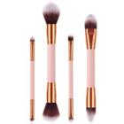 Set Of 4: Dual Head Makeup Brush T-04-026 - Set Of 4 - Pink & Gold - One Size