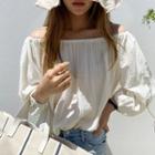 Off-shoulder Peasant Blouse Cream - One Size