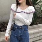 Long-sleeve Sailor Collar Knit Top