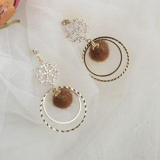 Rhinestone Snowflake Bobble Hoop Dangling Earring