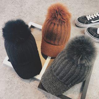 Pom Pom Knit Baseball Cap