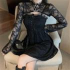 Long-sleeve Mini A-line Lace Dress / Top