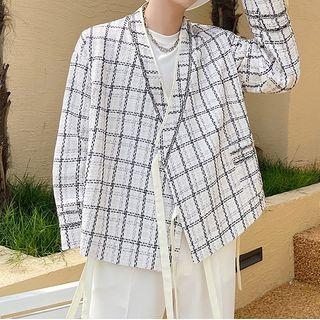Lace-up Plaid Blazer