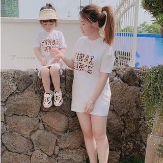 Family Matching Lettering Short-sleeve T-shirt Dress
