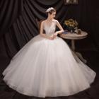 Strapless Faux Pearl A-line Wedding Gown