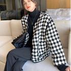 Checkerboard Single-breasted Jacket Black & White - One Size