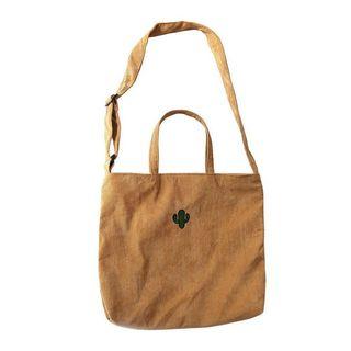 Embroidered Corduroy Tote