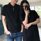 Couple Matching Embroidered Short-sleeve Polo Shirt / Mini Dress