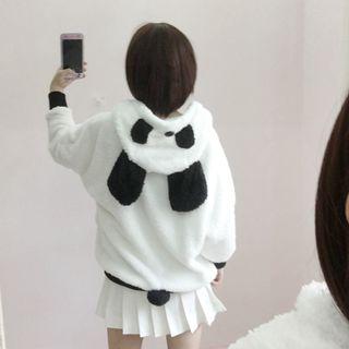 Panda Zip Hoodie White - One Size