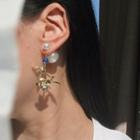 Flower Alloy Faux Pearl Dangle Earring 1 Pair - S925 Silver - Gold - One Size