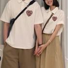 Couple Matching Set: Short-sleeve Lettering Polo Shirt