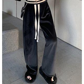 Drawstring Wide-leg Pants / Striped Cardigan