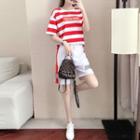 Set: Short-sleeve Striped T-shirt + Sweatshorts