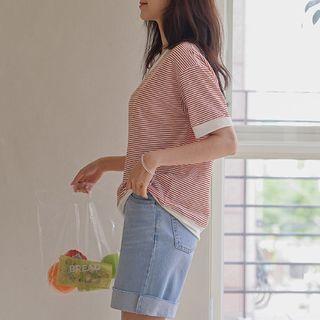 V-neck Stripe Ringer T-shirt