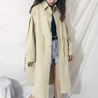 Drawstring Buttoned Long Jacket As Shown In Figure - One Size