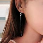 Rhinestone Threader Earring 1 Pair - Es736 - Silver - One Size