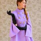 Double-breasted Wool Blend Cape Coat