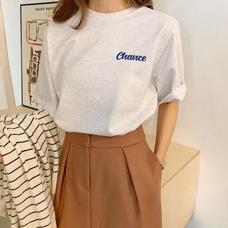 Short-sleeve Letter Embroidery T-shirt