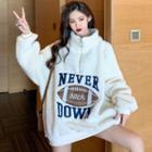 Applique Zip Neck Pullover