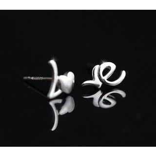 925 Sterling Silver Love Lettering Earring 1 Pair - As Shown In Figure - One Size