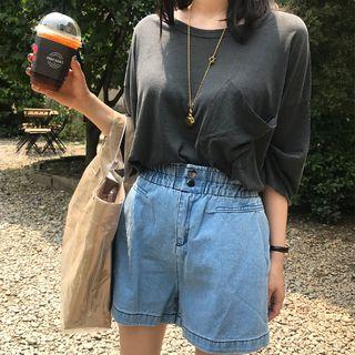 3/4-sleeve Pocket-detail Top