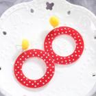Dotted Acrylic Hoop Dangle Earring 1 Pair - White Dots - Red - One Size