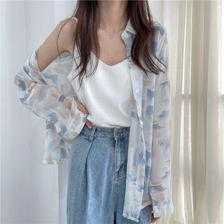 Oversized Printed Long-sleeve Shirt