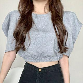 Puff-sleeve Crop Top / Spaghetti Strap Lace Top