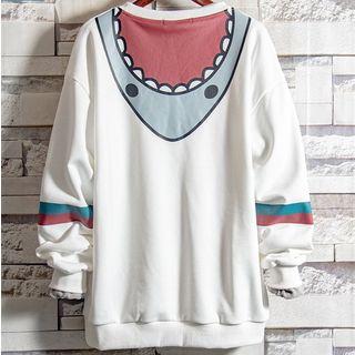Contrast Stripe Shark-print Pullover