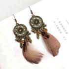 Feather Dangle Earring As Shown In Figure - One Size