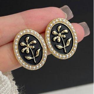 Flower Beaded Earrings / Ear Cuff