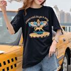 Sequined Letter Embroidered Short-sleeve T-shirt