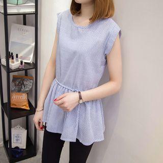 Striped Sleeveless Top With Cord